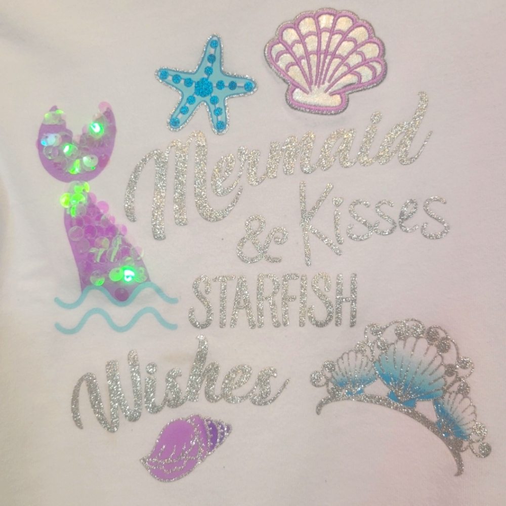 Girl SIze 5 short sleeve graphic tee shirt Mermaid Starfish sequin 365 KIDS